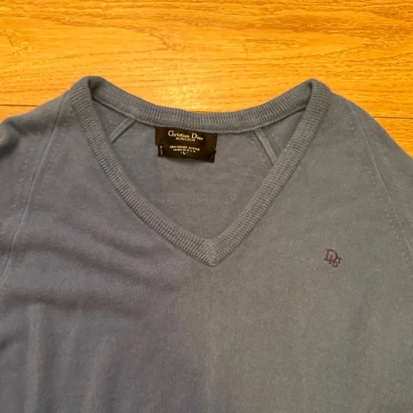 Christian Dior Blue V-Neck Sweater - Picture 3 of 6